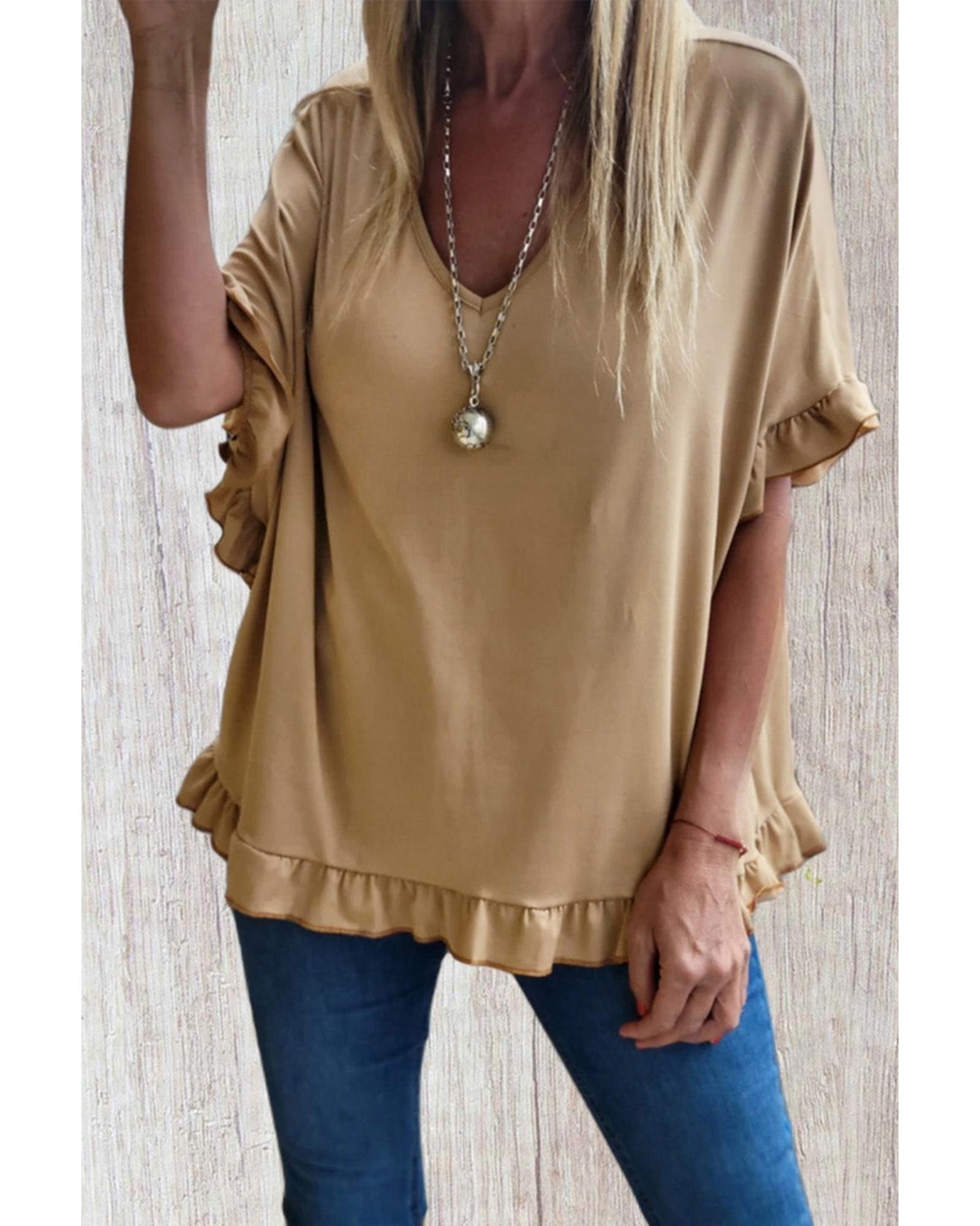 Azura Exchange Ruffle Trim Oversize Blouse - M Main image