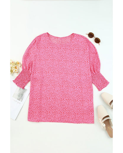 Azura Exchange Leopard Puff Sleeve Blouse - XL