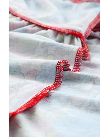 Azura Exchange V Neck Ruffled Floral Babydoll Top - L