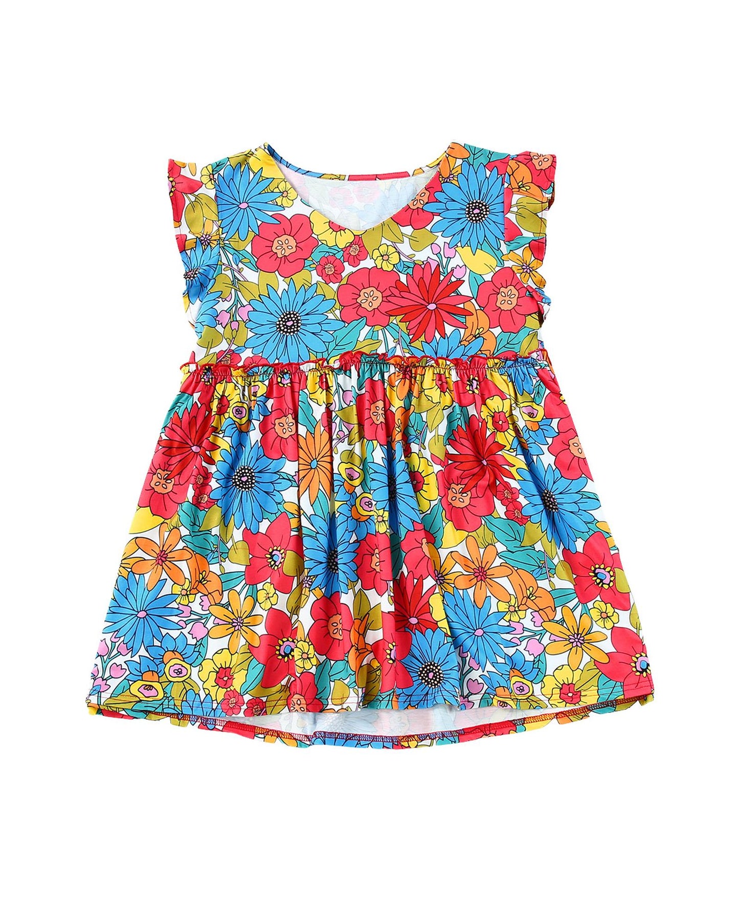 Azura Exchange V Neck Ruffled Floral Babydoll Top - L