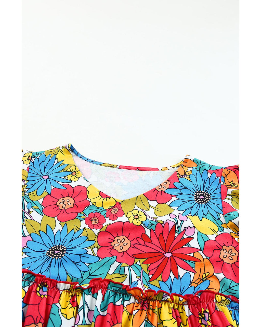 Azura Exchange V Neck Ruffled Floral Babydoll Top - L