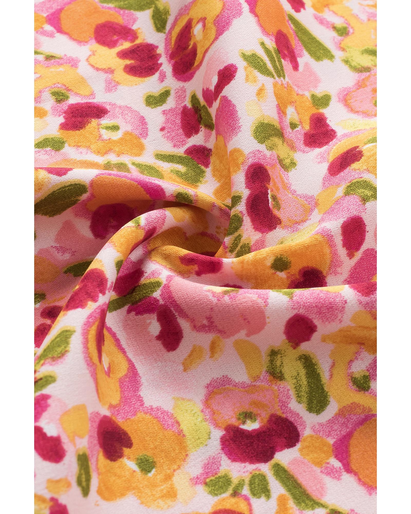 Azura Exchange Floral Ruffle Mock Neck Blouse - S Secondary image