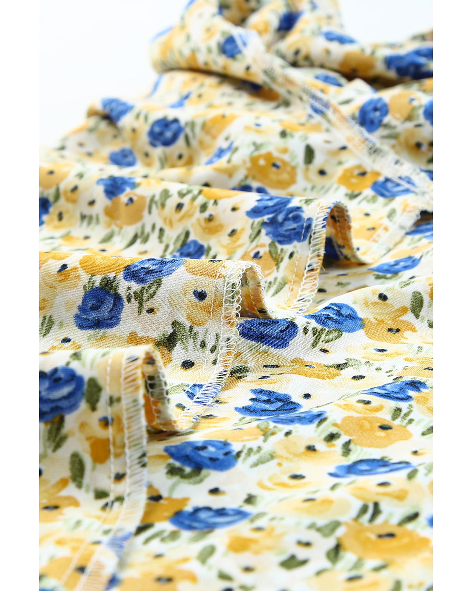 Azura Exchange Floral Ruffle Mock Neck Blouse - L Secondary image