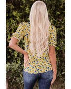 Azura Exchange Floral Ruffle Mock Neck Blouse - XL