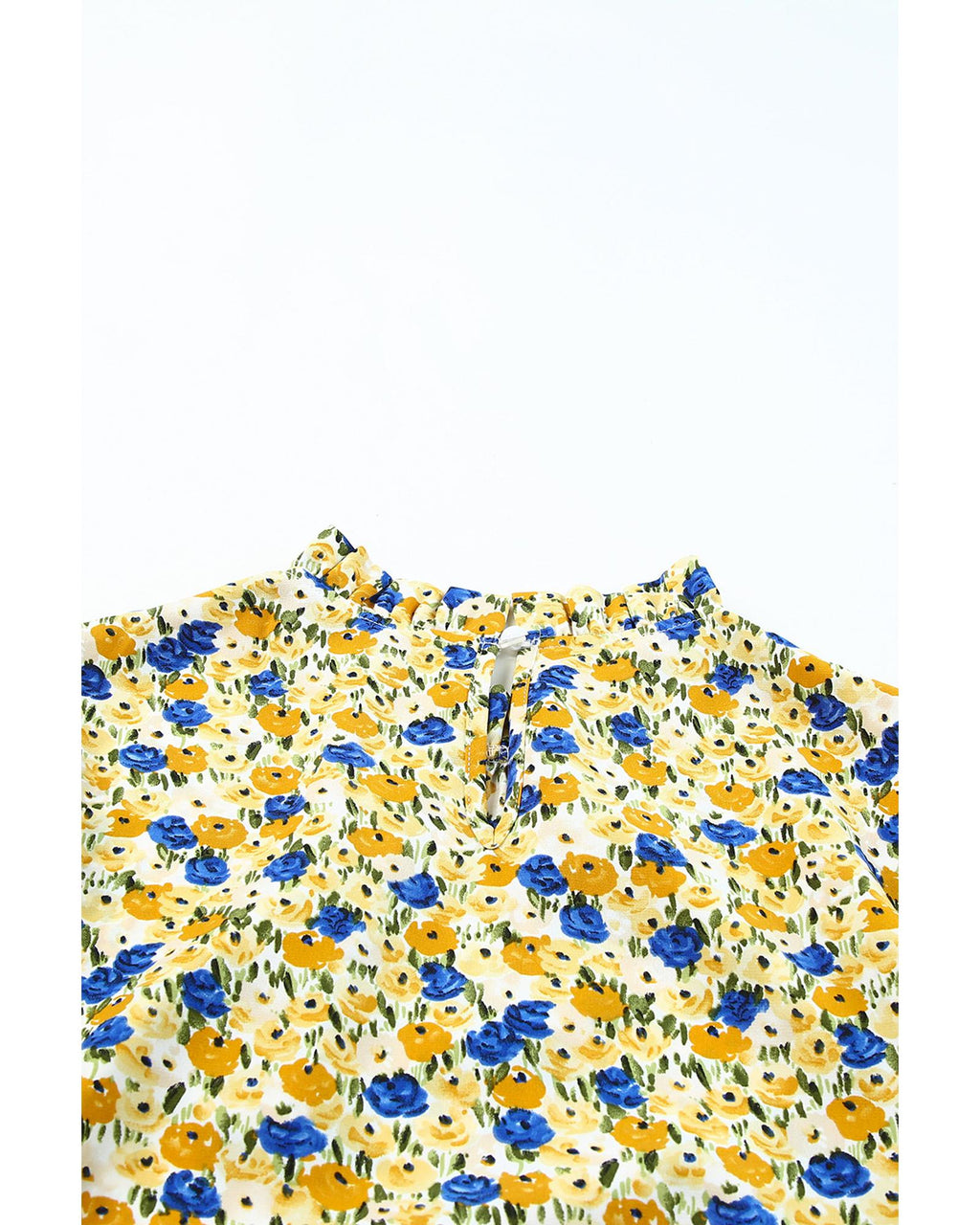 Azura Exchange Floral Ruffle Mock Neck Blouse - XL