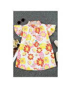 Azura Exchange Floral Flutter Sleeves Stand Collar Top - M