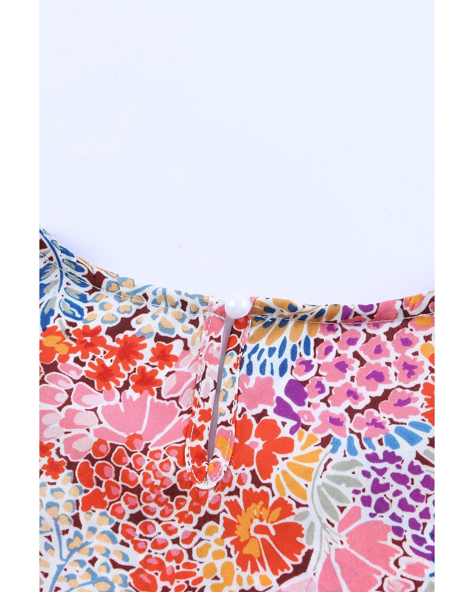 Azura Exchange Floral Pattern Bubble Sleeve Blouse - M Secondary image