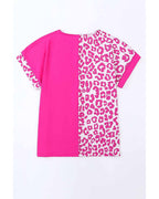 Azura Exchange Leopard Patchwork Short Sleeves Top - M