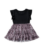 Azura Exchange Ruffle Sleeve Leopard Splice Blouse - M