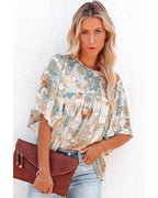Azura Exchange Paisley Print Wide Sleeves Loose Blouse - S