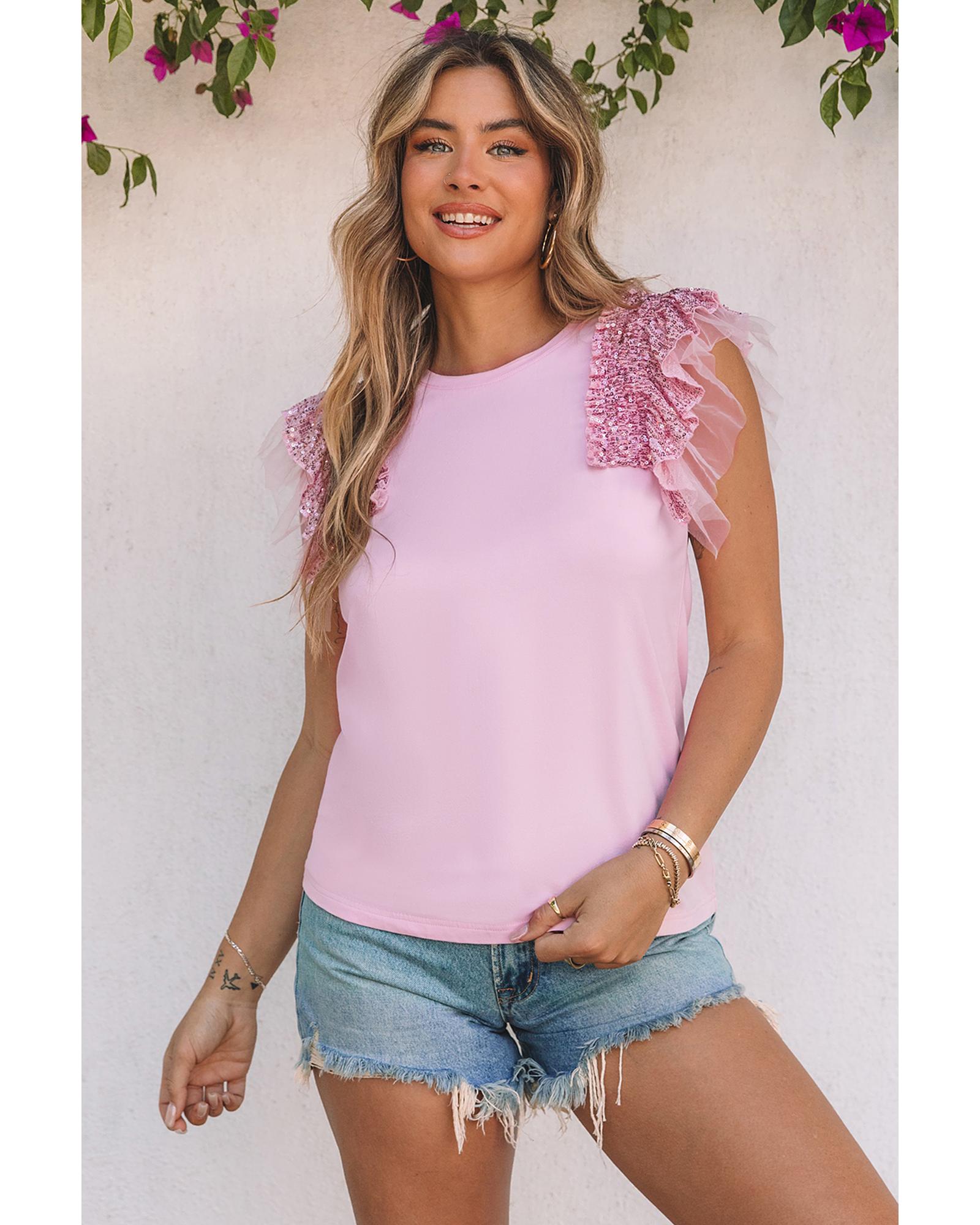 Azura Exchange Ruffle Mesh Sleeves Top - L Main image