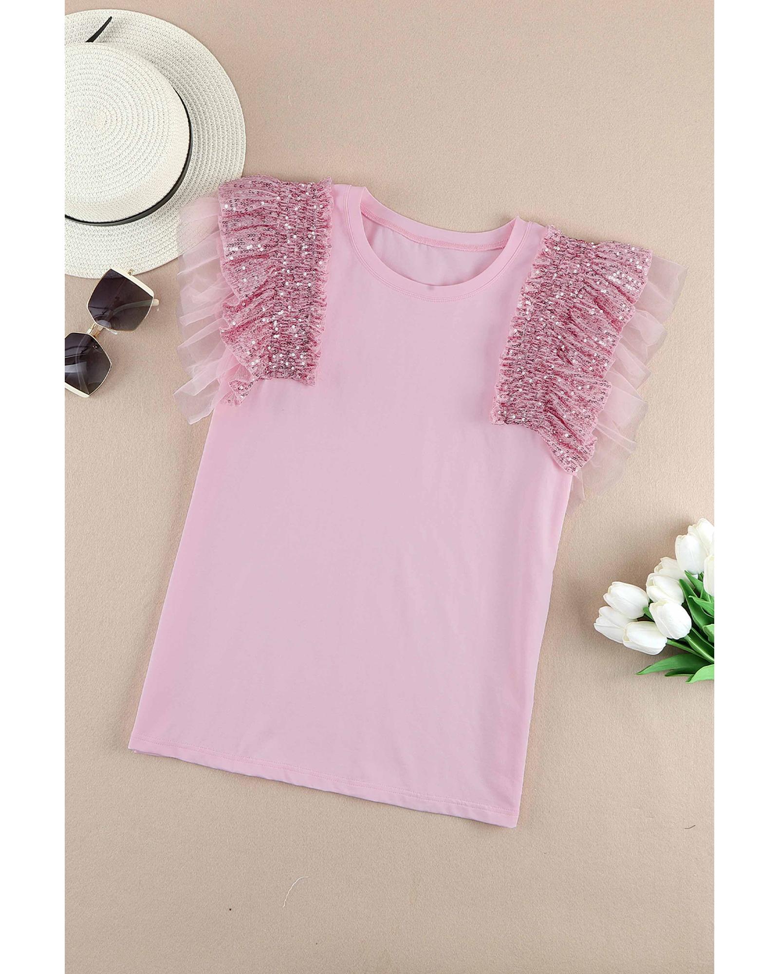 Azura Exchange Ruffle Mesh Sleeves Top - L Secondary image