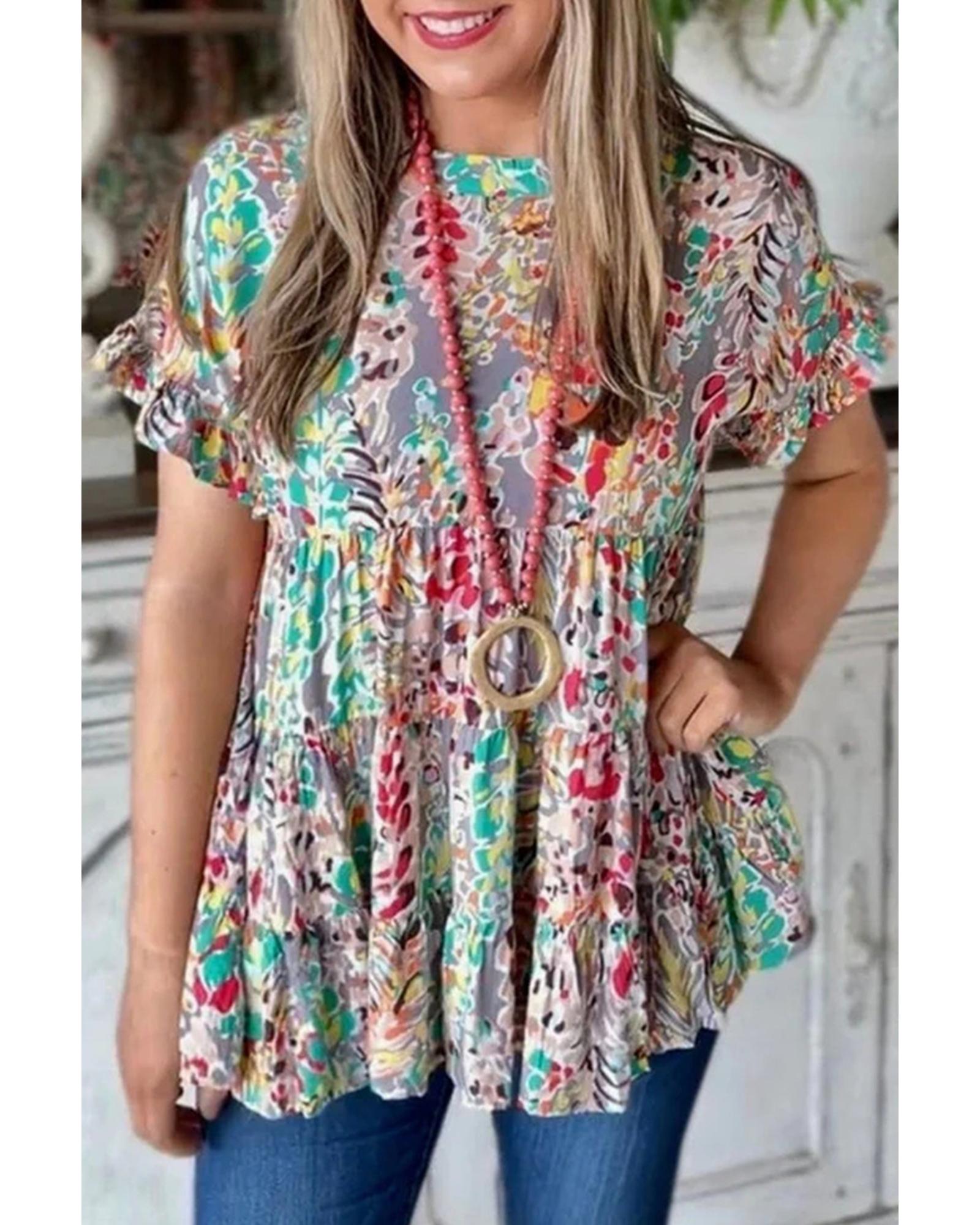 Azura Exchange Ruffle Sleeve Babydoll Top - S Main image