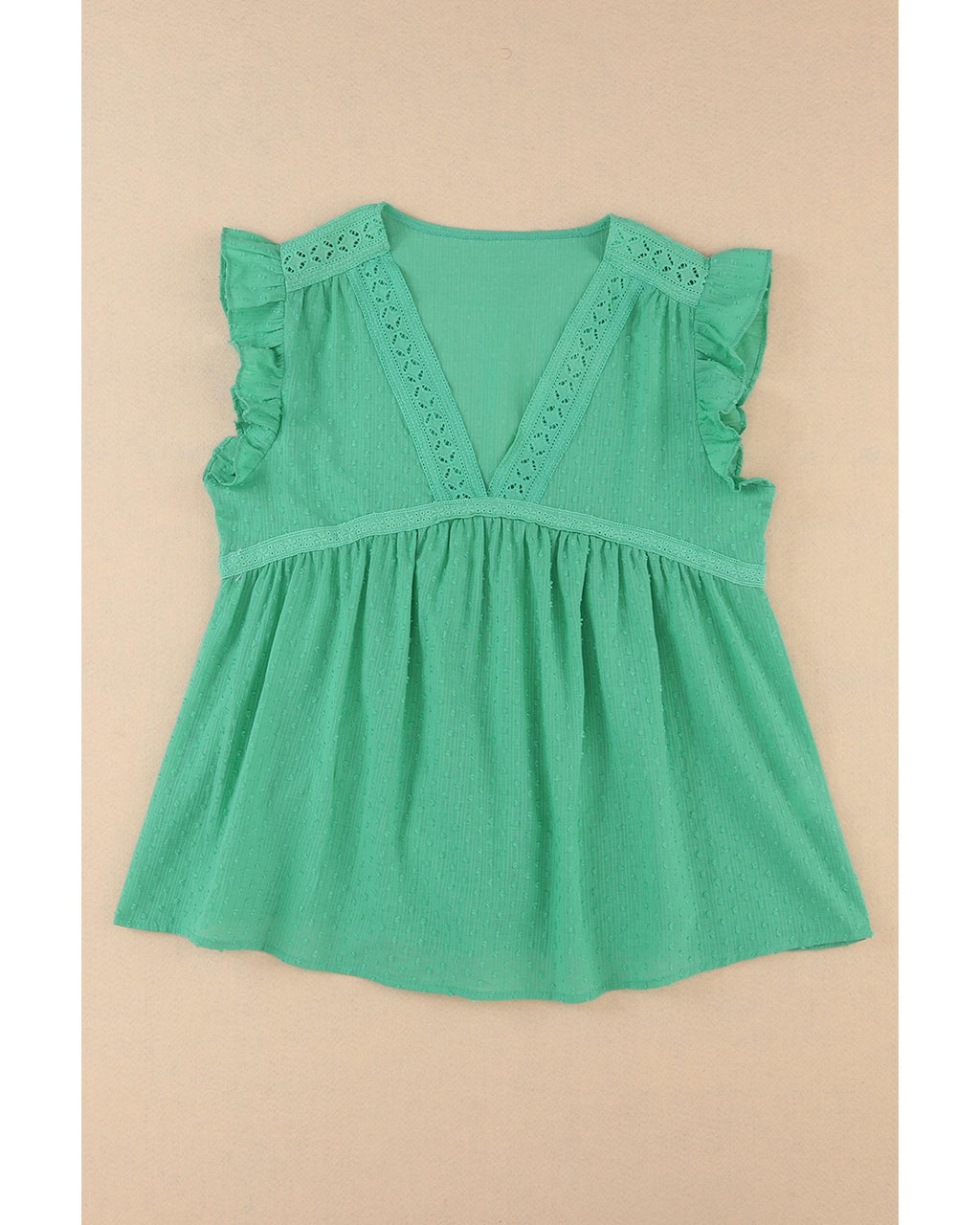 Azura Exchange Eyelet V Neckline Ruffle Swiss Dot Top - XL