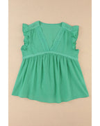 Azura Exchange Eyelet V Neckline Ruffle Swiss Dot Top - XL
