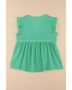 Azura Exchange Eyelet V Neckline Ruffle Swiss Dot Top - XL