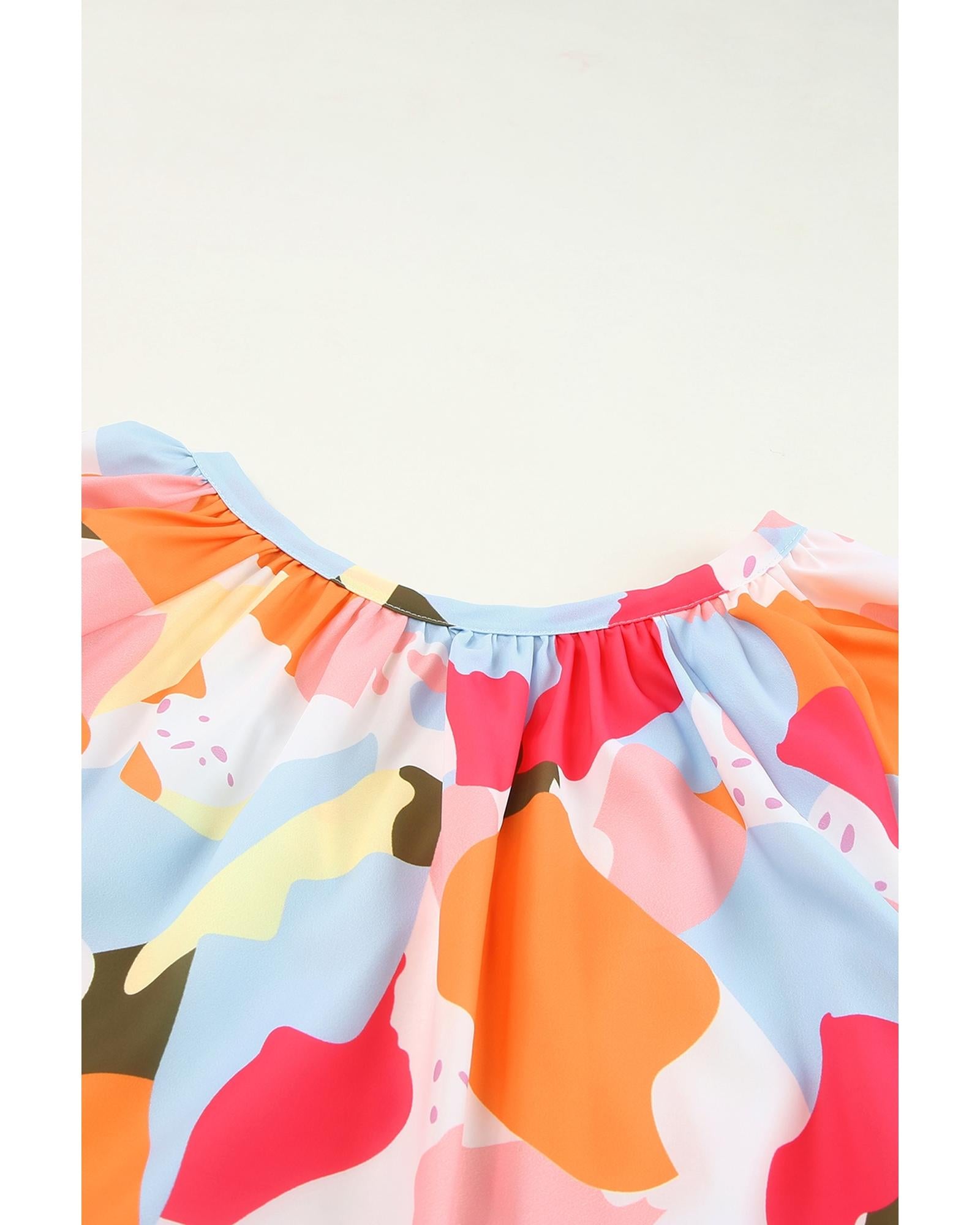 Azura Exchange Floral Print V Neck Half Sleeve Blouse - S Secondary image