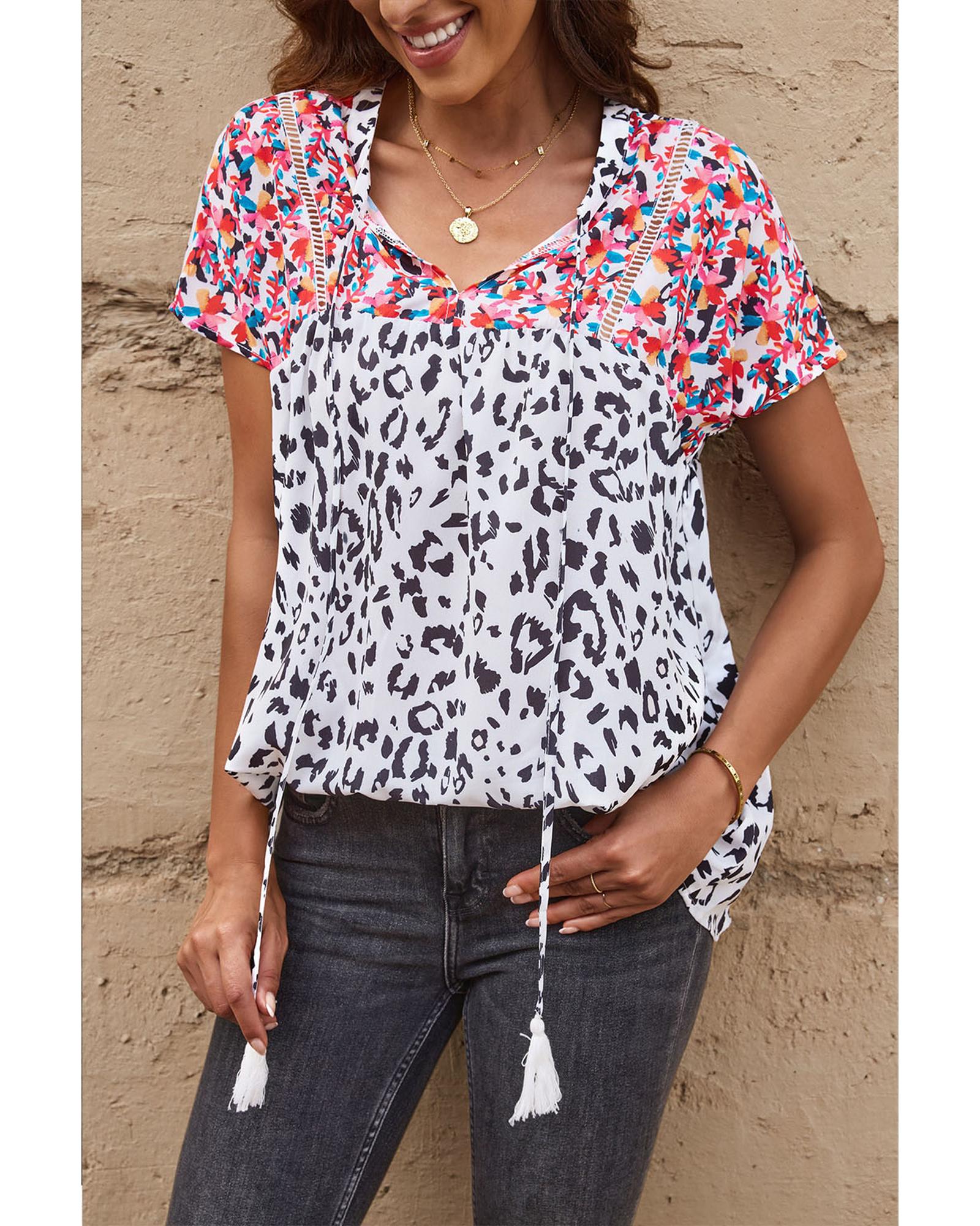 Azura Exchange Print Tassel Tie Blouse - XL Main image