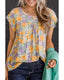 Azura Exchange Print Keyhole Back Short Sleeve Babydoll Blouse - XL