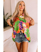 Azura Exchange Loose Fit Floral Print V Neck Tunic Blouse - XL