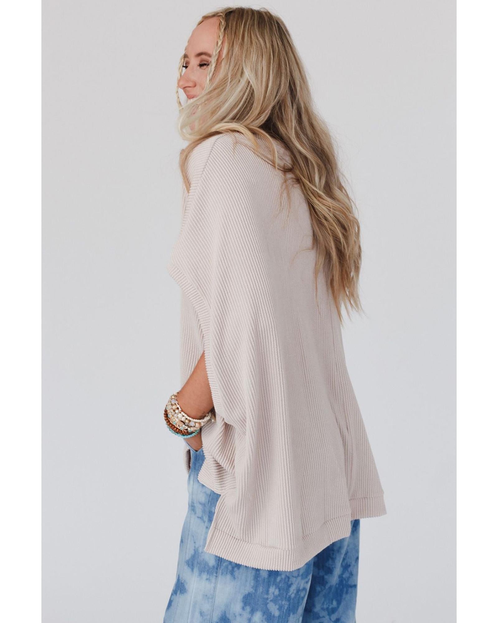 Azura Exchange Ribbed Knit Batwing Sleeve Tunic - M Secondary image