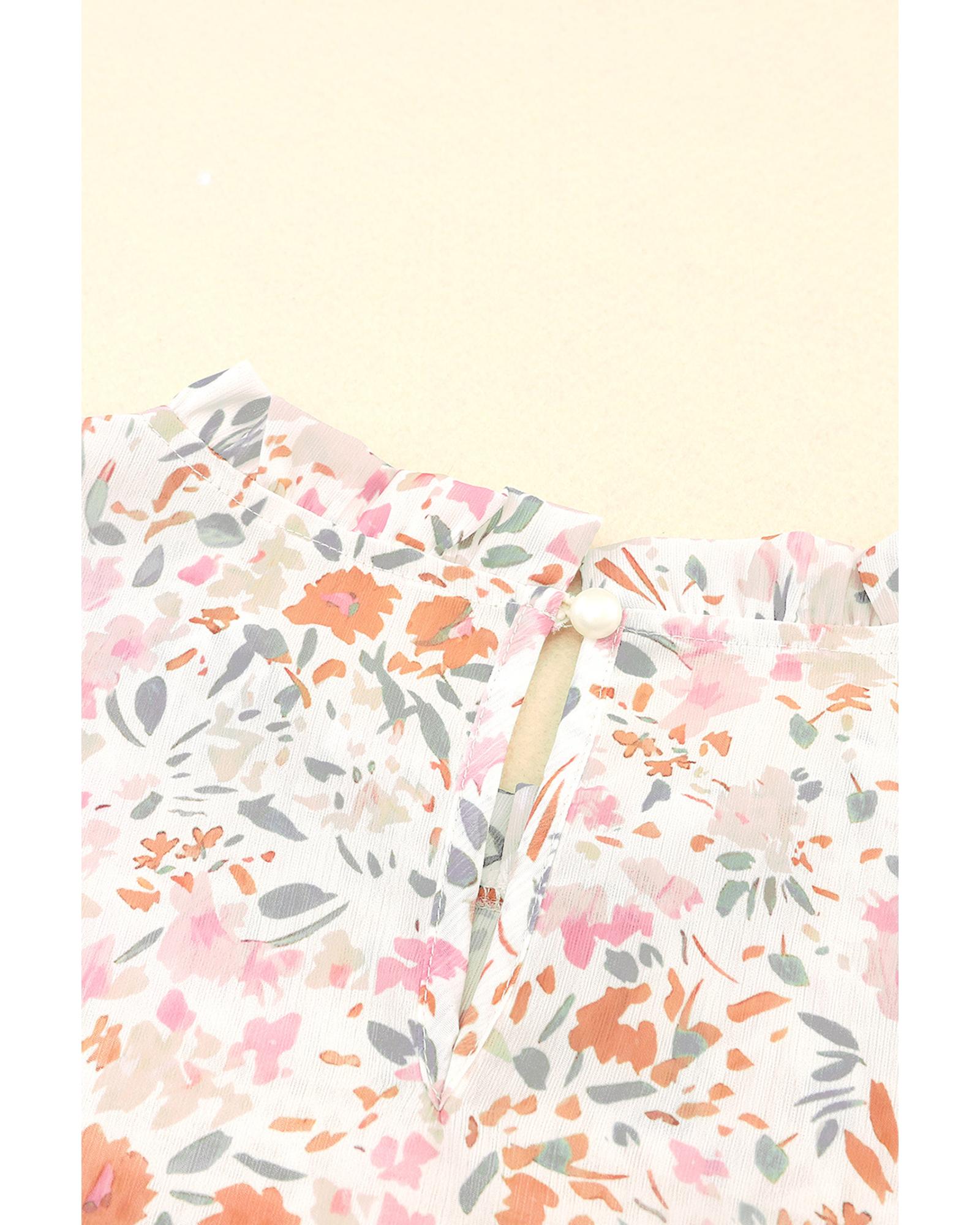 Azura Exchange Floral Print Wide Ruffle Sleeves Blouse - M Secondary image