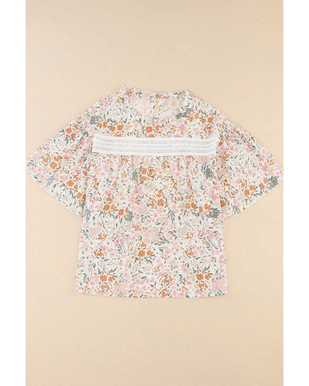 Azura Exchange Floral Print Wide Ruffle Sleeves Blouse - S