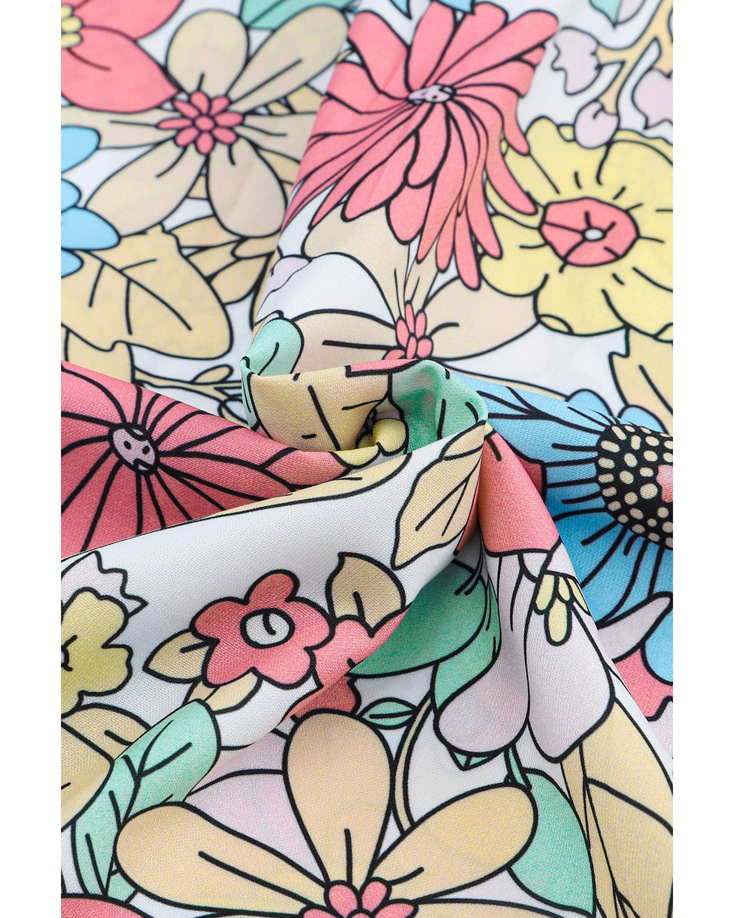 Azura Exchange Floral Print V Neck Half Sleeve Blouse - M