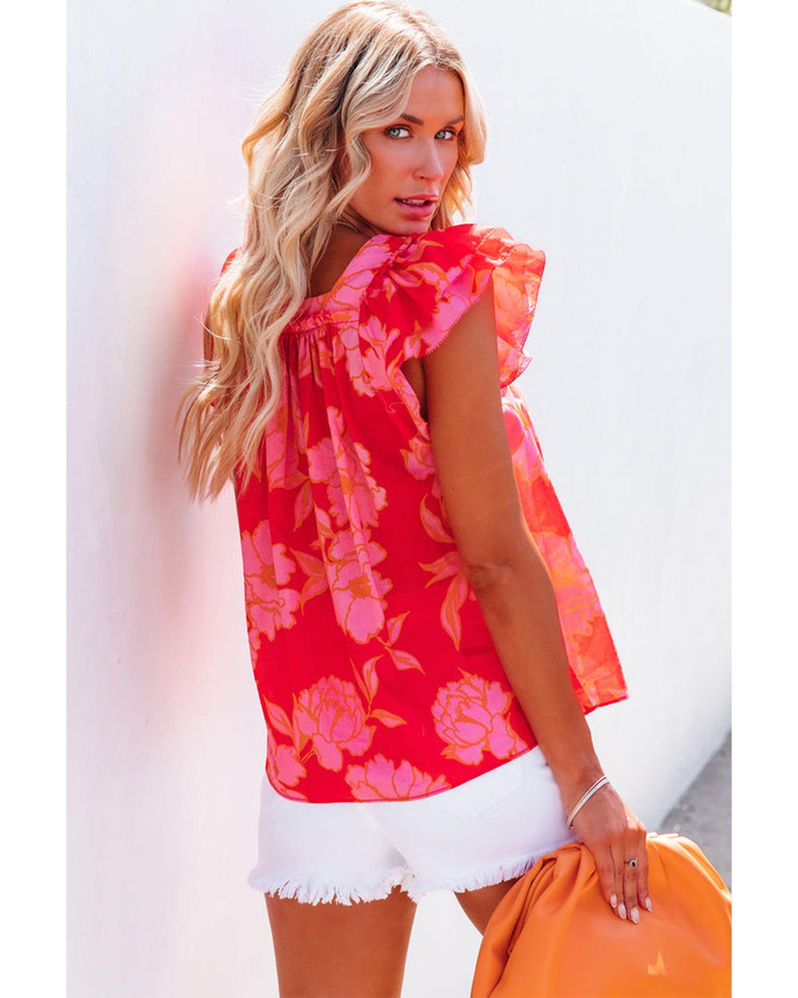 Azura Exchange Ruffle Sleeve Floral Blouse - XL Secondary image