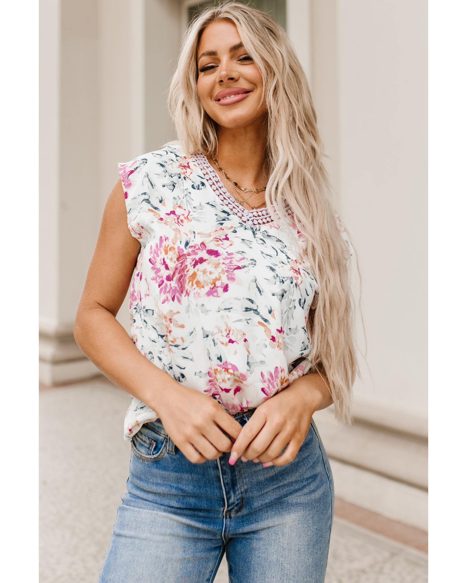 Azura Exchange Lace Splicing Sleeveless Blouse - S Main image