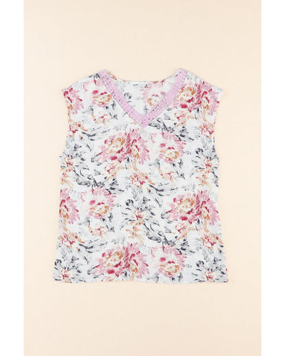 Azura Exchange Lace Splicing Sleeveless Blouse - XL