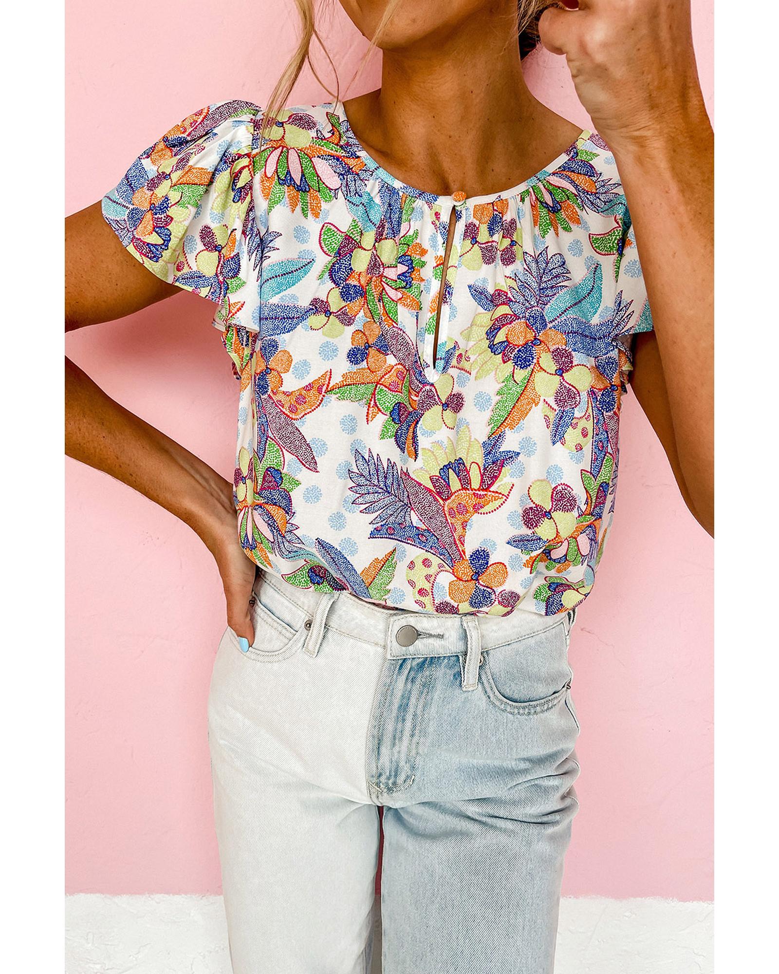 Azura Exchange Buttoned Ruffled Sleeve Blouse - S Main image