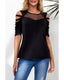 Azura Exchange Fishnet Splicing Cutout Shoulder Sleeve Top - S