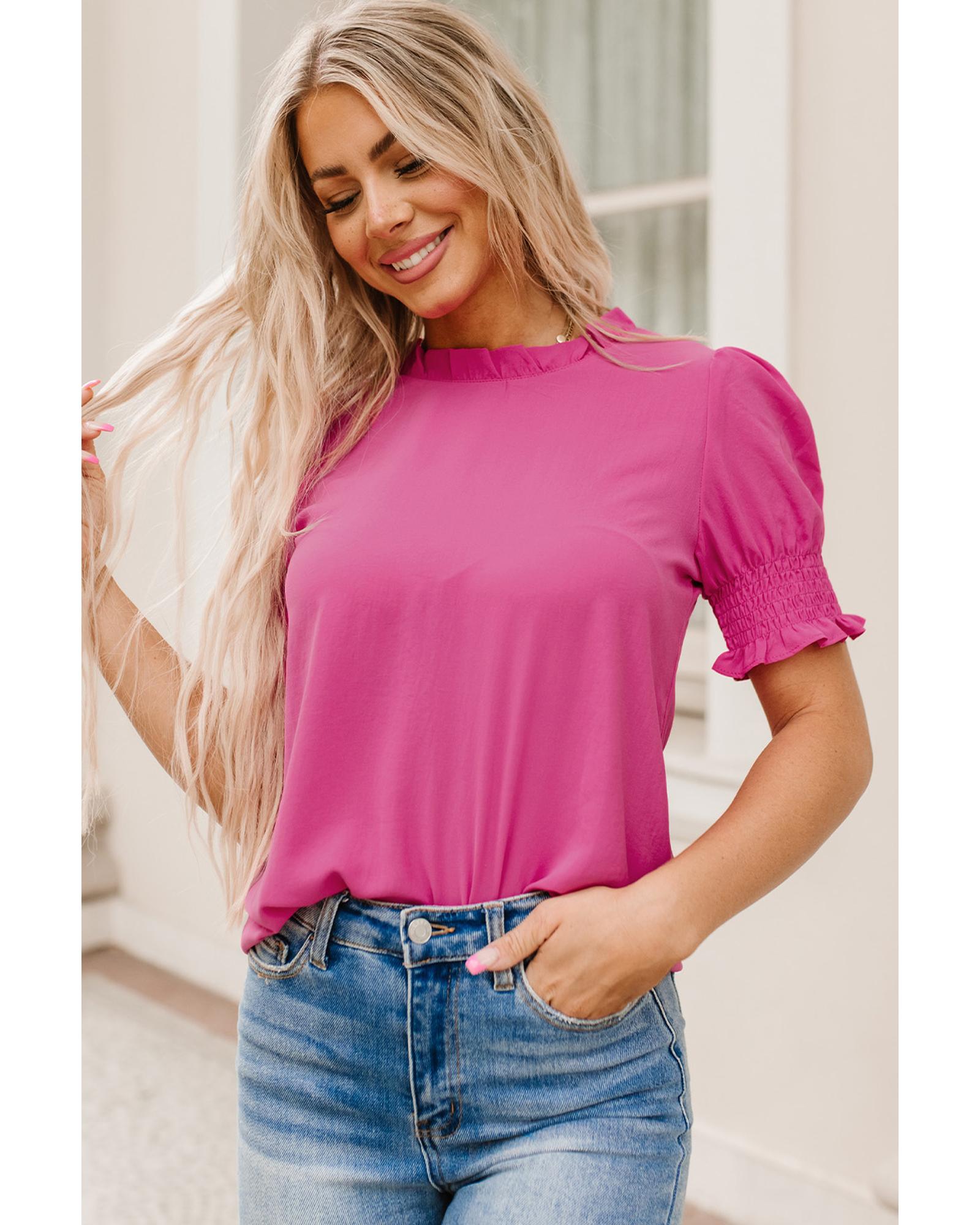 Azura Exchange Smocked Puff Sleeve Blouse - S Main image