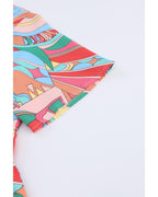 Azura Exchange Abstract Pattern Split V Neck Flowy Blouse - XL