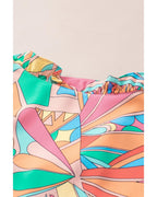 Azura Exchange Abstract Geometry Print Frilled V Neck Blouse - S