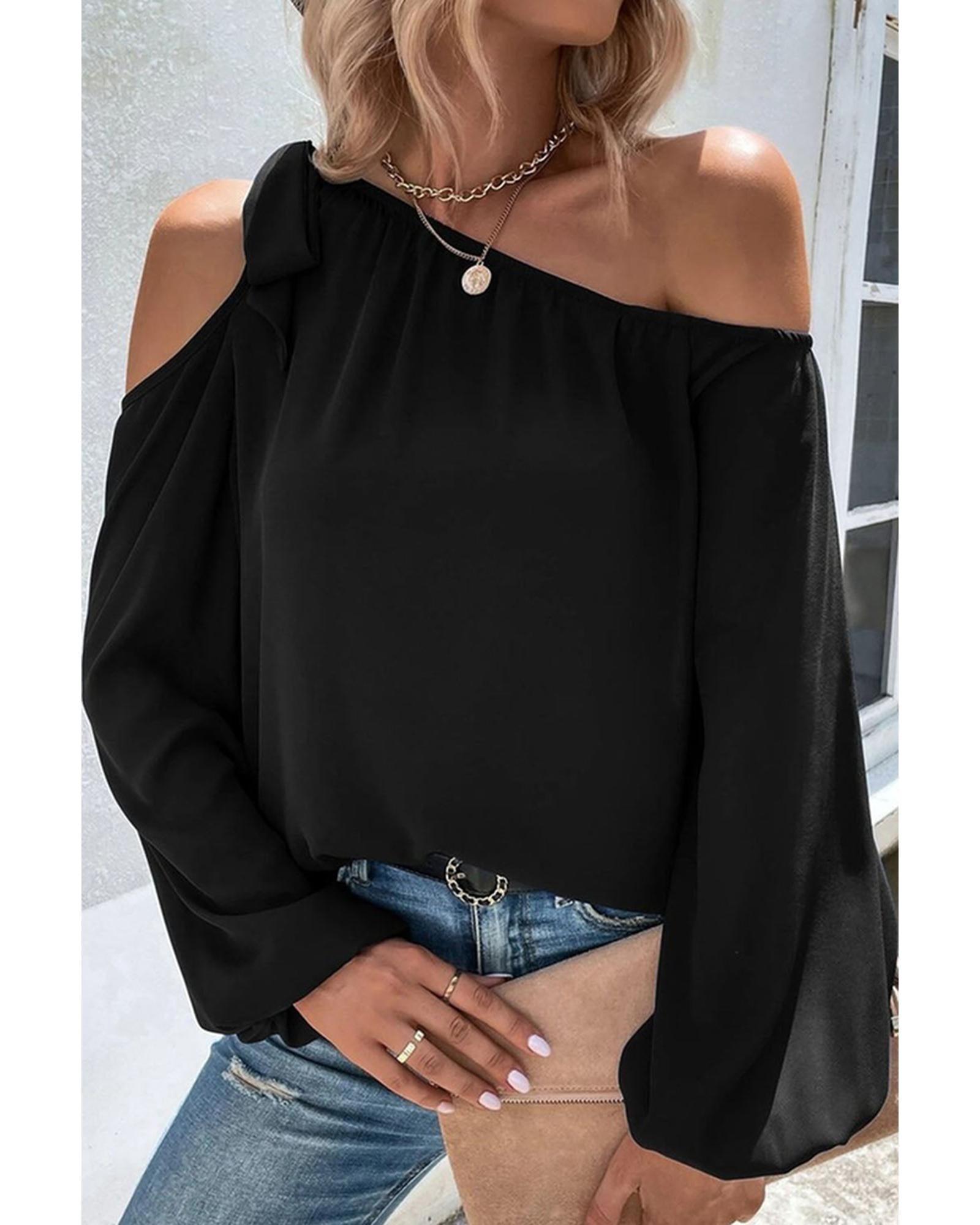 Azura Exchange Asymmetric Off Shoulder Blouse - M Main image