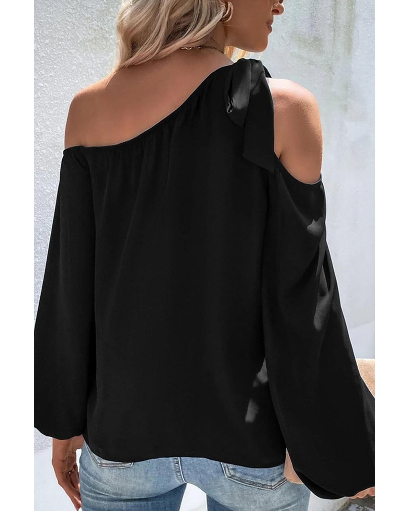 Azura Exchange Asymmetric Off Shoulder Blouse - M Secondary image