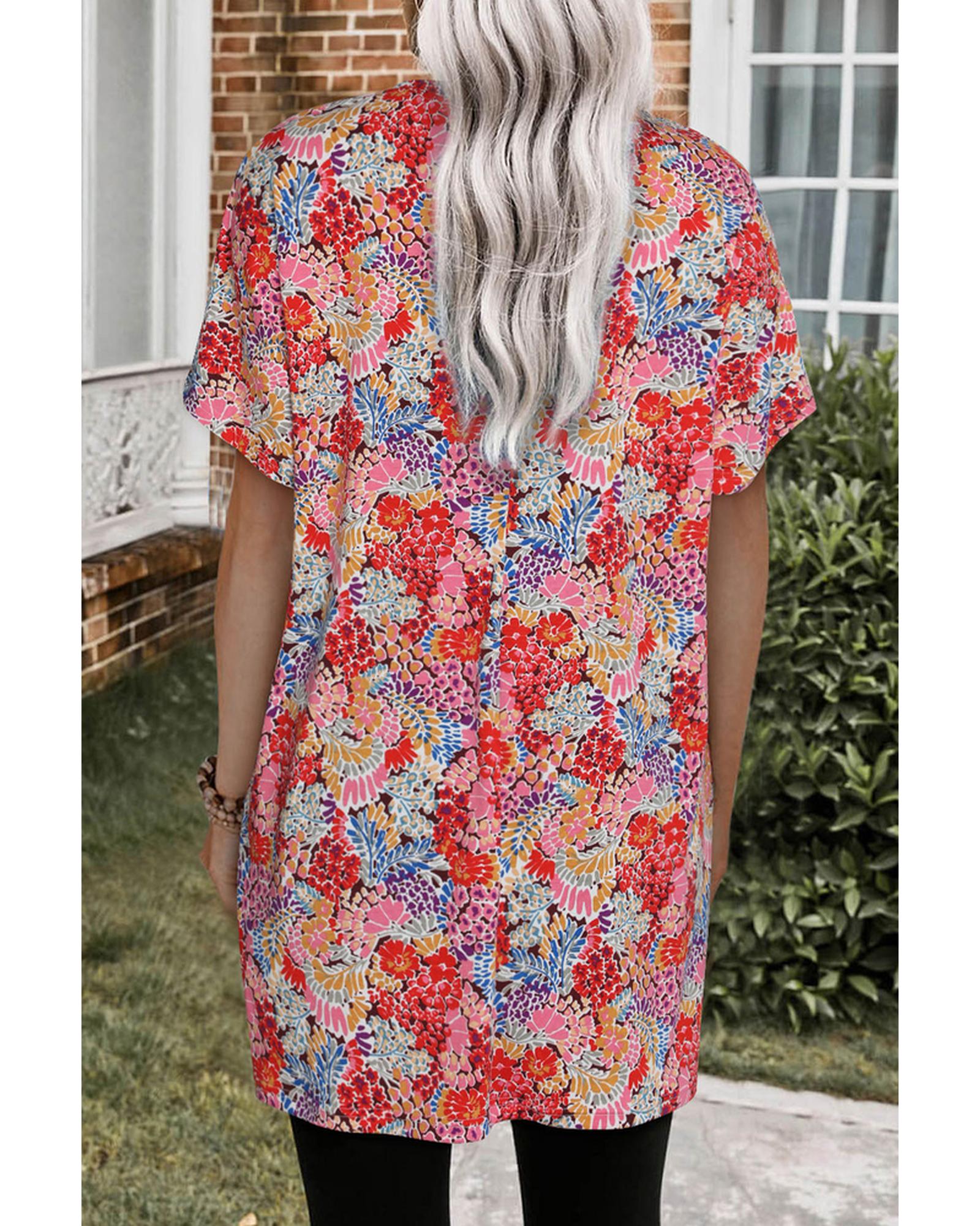 Azura Exchange Boho Flower Print Tunic Top - S Secondary image