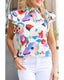 Azura Exchange Abstract Print Ruffle Sleeve Smocked Blouse - L