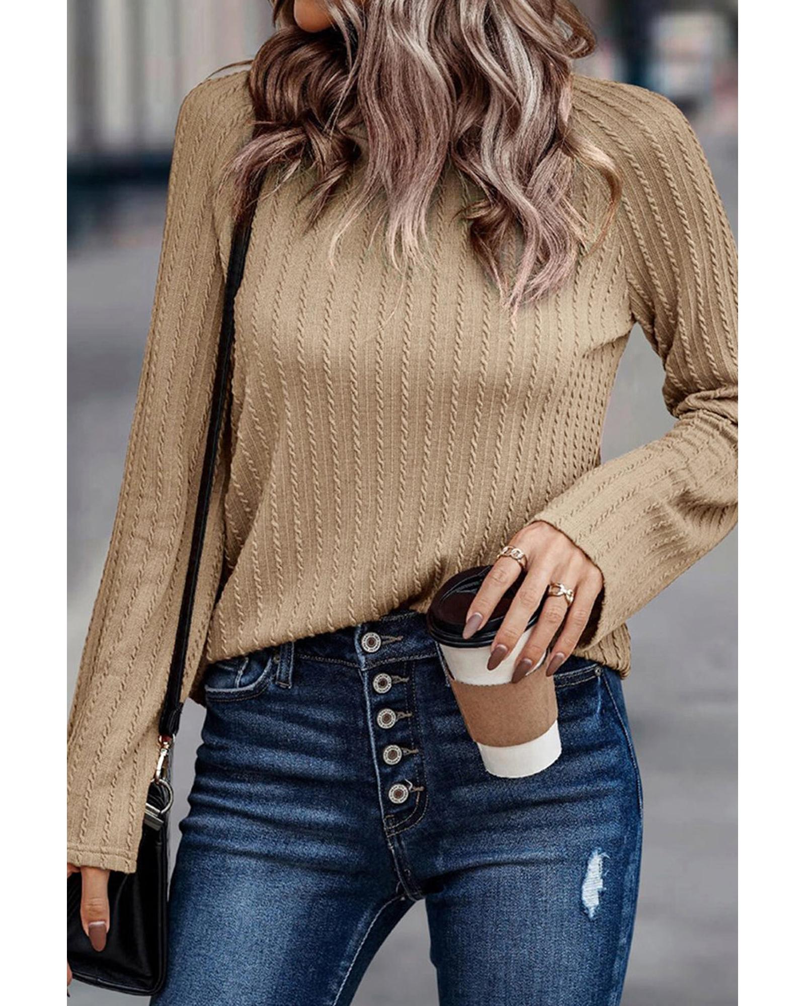 Azura Exchange Ribbed Knit Long Sleeve Top - S Main image