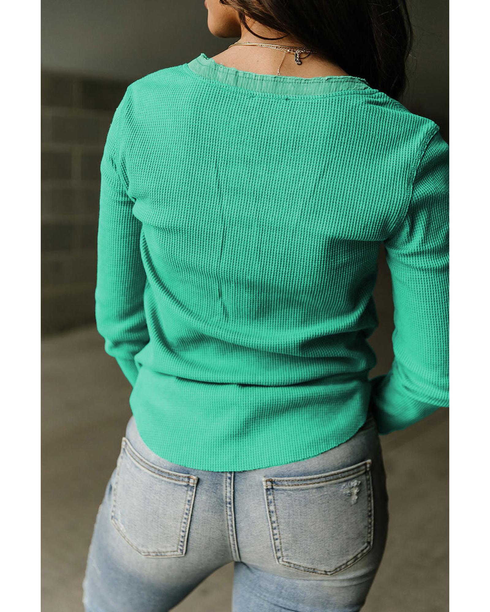 Azura Exchange Waffle Knit Henley Top - L Secondary image