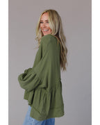 Azura Exchange Loose Sleeve Raw Edge Top - L