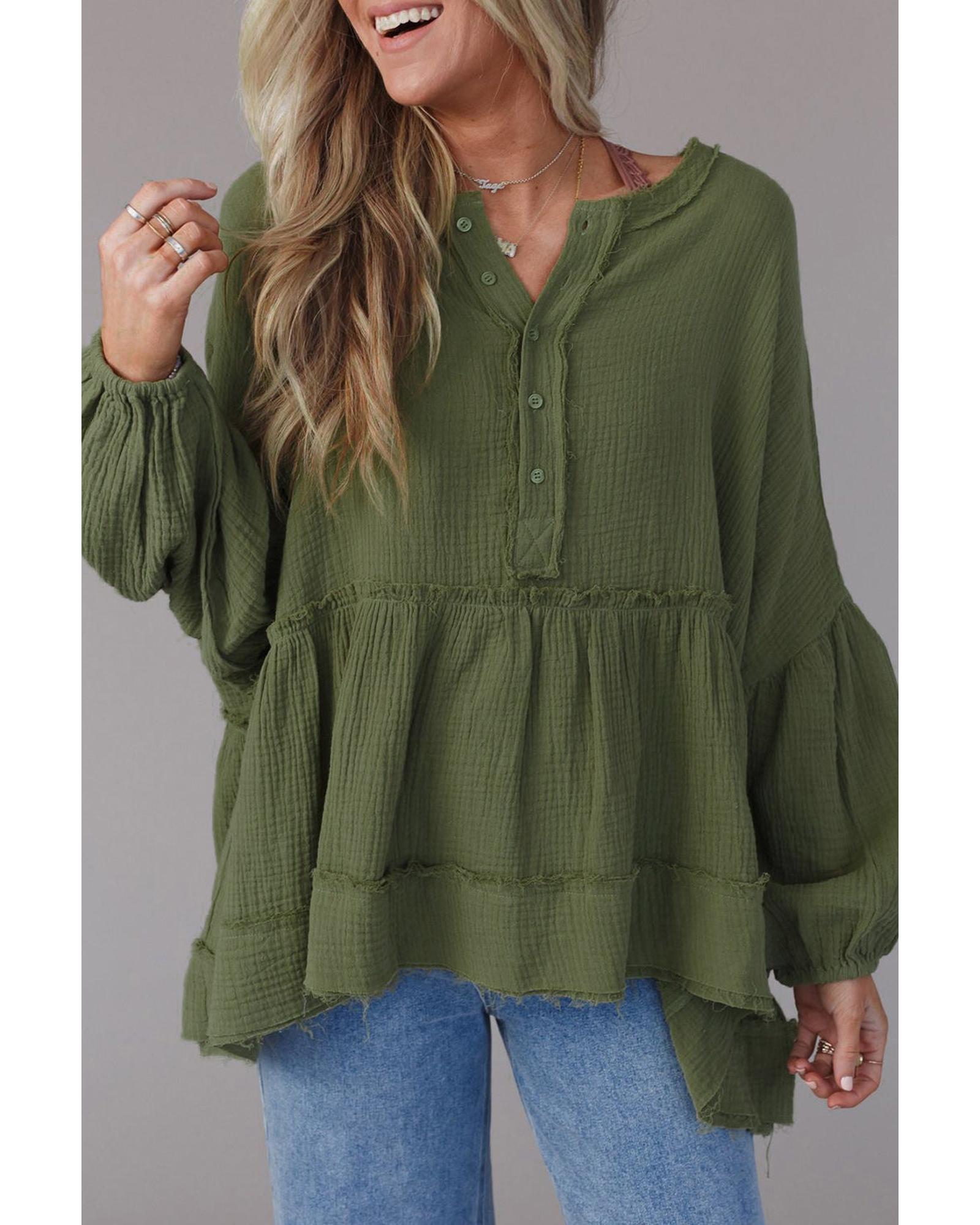Azura Exchange Loose Sleeve Raw Edge Top - M Main image