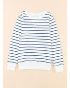 Azura Exchange Striped Print Ribbed Trim Long Sleeve Top - S