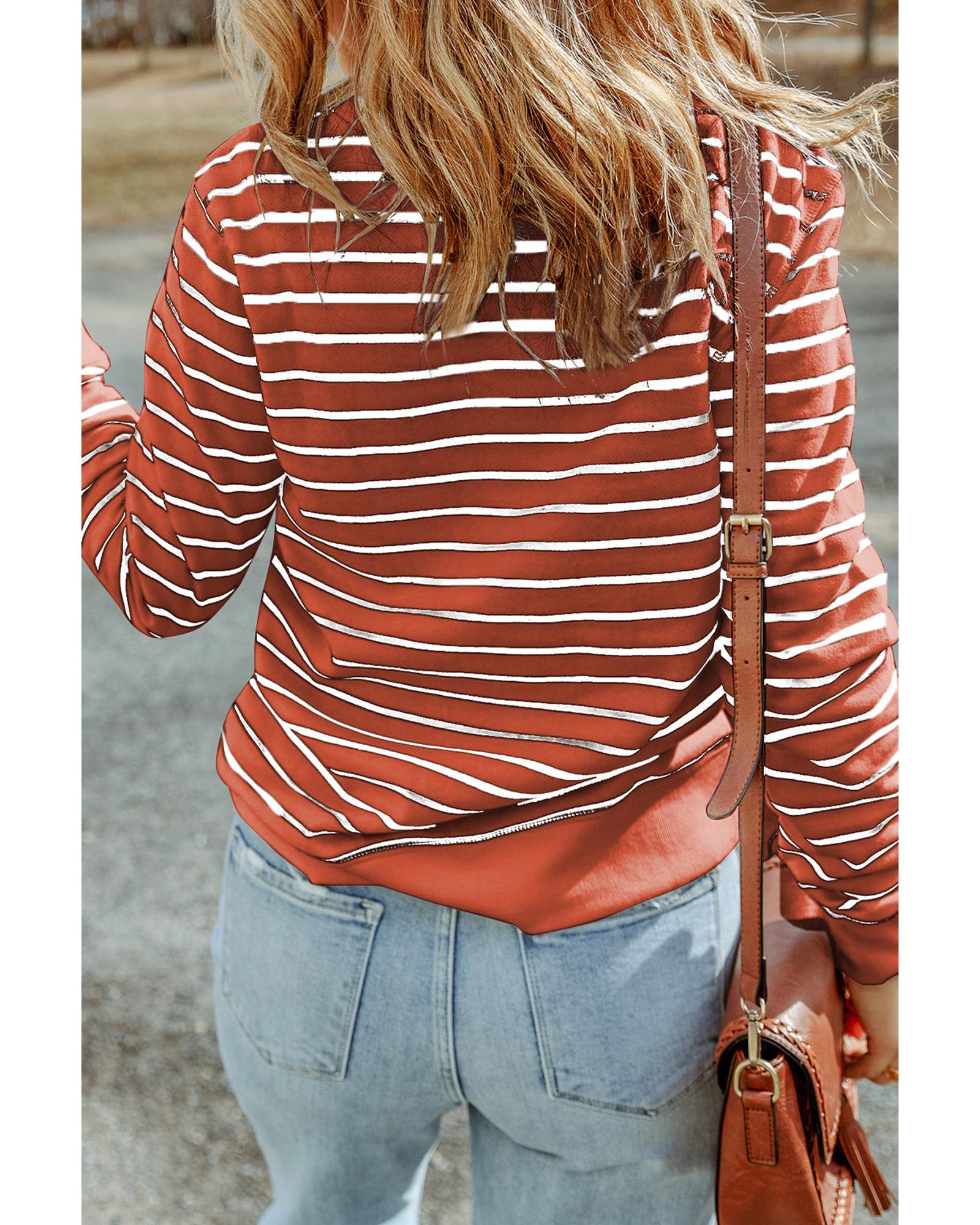 Azura Exchange Striped Print Ribbed Trim Top - XL Secondary image