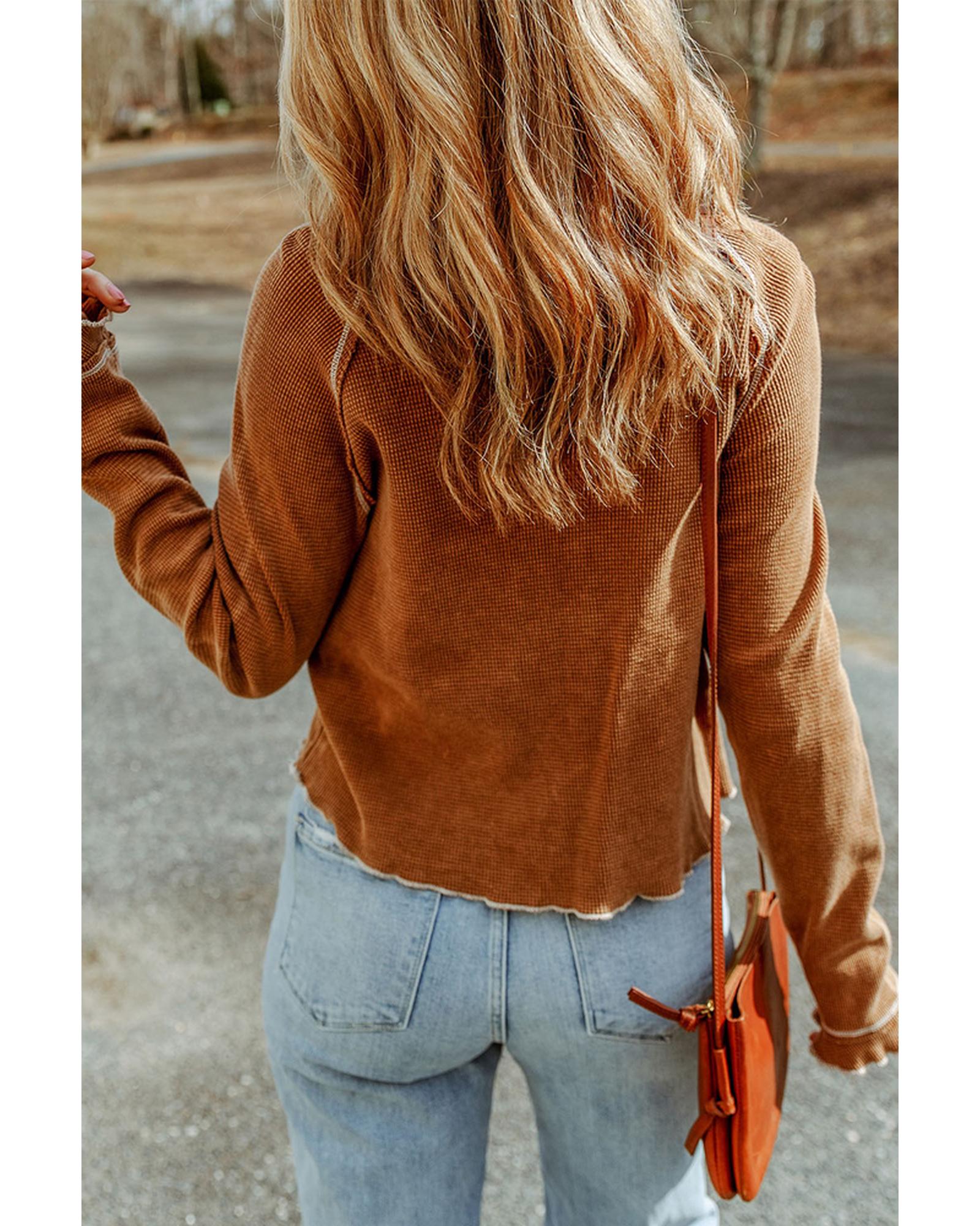 Azura Exchange Textured Long Sleeve Top - S Secondary image
