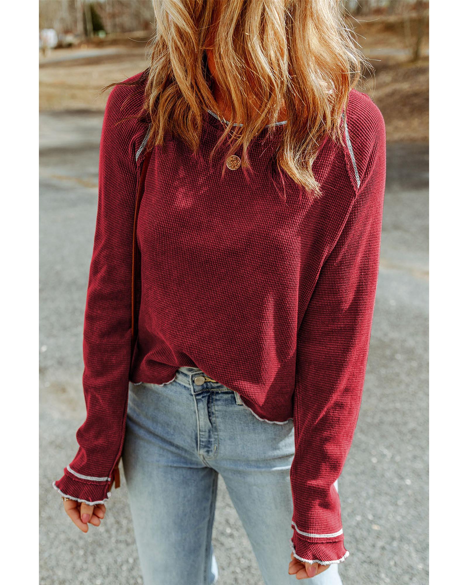 Azura Exchange Textured Round Neck Long Sleeve Top - XL Main image