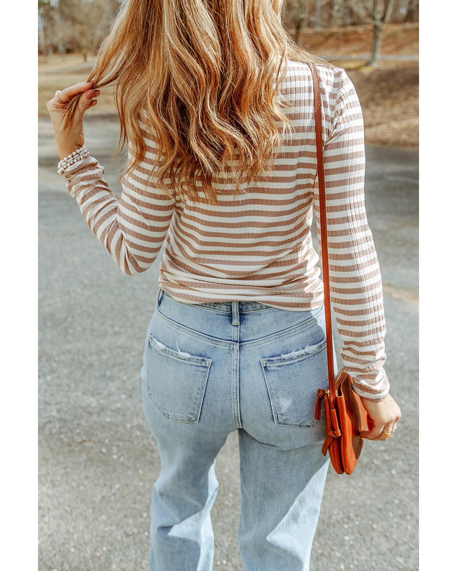Azura Exchange Striped Print Knit Long Sleeve Tee - XL Secondary image