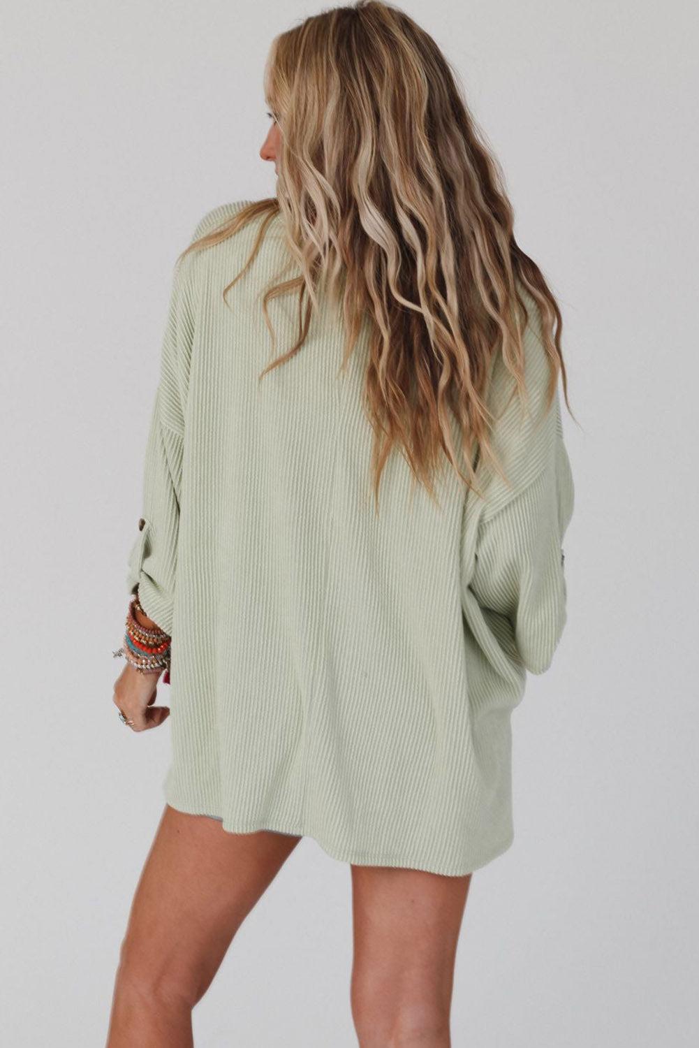 Azura Exchange Oversize Ribbed Roll-tab Sleeve Top - S Secondary image